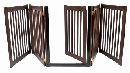 Walk Through 5 Panel Free Standing Pet Gate - Mahogany