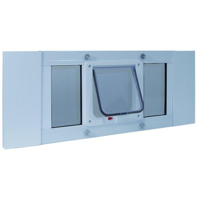 Aluminum Sash Window Cat Flap - 23 To 28 Inches