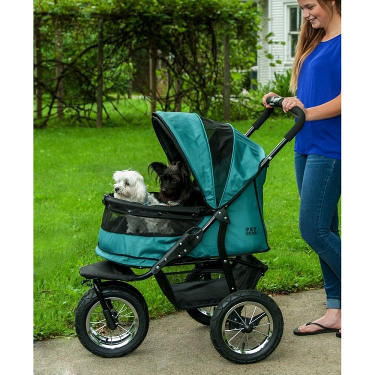 No-zip Double Pet Stroller - Pine Green