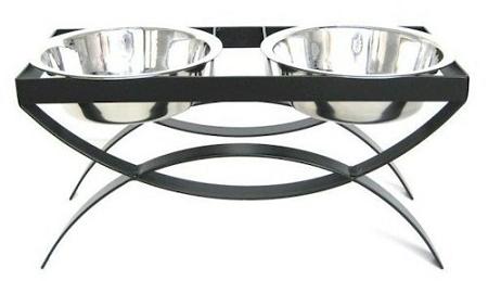 Seesaw Double Elevated Dog Bowl - Large-black